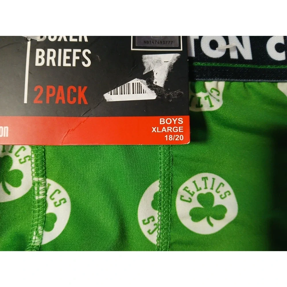 NBA Boston Celtics Boys Boxer Briefs 2-Pack Size XL 18/20 Green Underwear New